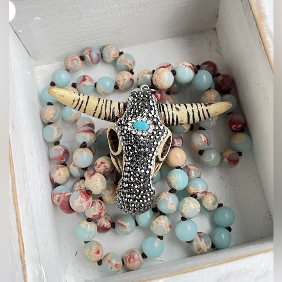 PSB Jewelry - Boho Skull Head Necklace, NEW